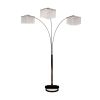 84" Silver Three Light Arched Floor Lamp With Clear Crystal Square Shade
