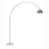 85" White Metal Arched Floor Lamp With Silver Metal Dome Shade