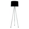 59" Silver Tripod Floor Lamp With Black Fabric Drum Shade