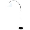 76" Black Arc Floor Lamp With White Dome Shade