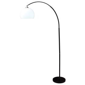 76" Black Arc Floor Lamp With White Dome Shade