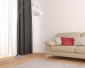 76" White Arc Floor Lamp With White Dome Shade