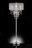 63" Silver Three Light Candelabra Floor Lamp With White Acrylic Drum Shade