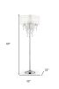 63" Silver Three Light Candelabra Floor Lamp With White Acrylic Drum Shade
