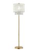 65" Gold And White Novelty Floor Lamp With White Fabric Drum Shade