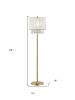 65" Gold And White Novelty Floor Lamp With White Fabric Drum Shade