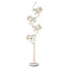 76" White and Gold Four Light Floor Lamp With Frosted Glass Floral Shades
