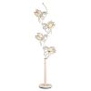 76" White and Gold Four Light Floor Lamp With Frosted Glass Floral Shades
