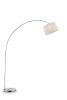85" Silver Adjustable Arched Floor Lamp With White Fabric Drum Shade