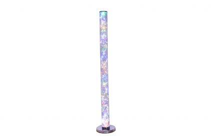 49" Silver LED Column Floor Lamp With Clear Acrylic Drum Shade