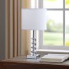 18" Silver Metal and Glass Orbs Table Lamp With White Drum Shade