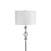 63" Chrome and Crystal Orb Shaped Floor Lamp With White Drum Shade