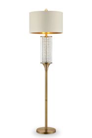62" Gold Column Floor Lamp With Off White Metal Drum Shade