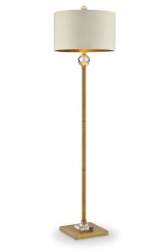63" Gold Column Floor Lamp With Off White Metal Drum Shade