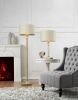 63" Gold Column Floor Lamp With Off White Metal Drum Shade