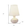 12" Beige Ceramic Bedside Table Lamp With White Shade