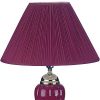 27" Silver Ceramic Bedside Table Lamp With Magenta Empire Shade