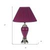 27" Silver Ceramic Bedside Table Lamp With Magenta Empire Shade