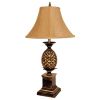 32" Gold Metal Pineapple Table Lamp With Gold Classic Empire Shade