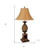 32" Gold Metal Pineapple Table Lamp With Gold Classic Empire Shade