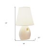 13" Beige Ceramic Bedside Table Lamp With White Shade