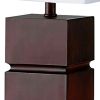 27" Brown Bedside Table Lamp With White Shade