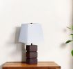 27" Brown Bedside Table Lamp With White Shade