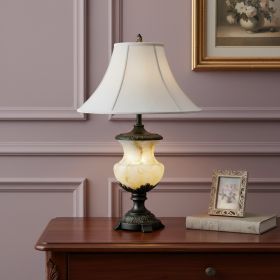 Black Metal and Alabaster Table Lamp