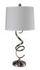 32" Silver Metal Bedside Table Lamp With White Empire Shade