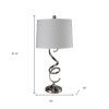 32" Silver Metal Bedside Table Lamp With White Empire Shade