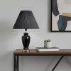 26" Gold Bedside Table Lamp With Black Empire Shade