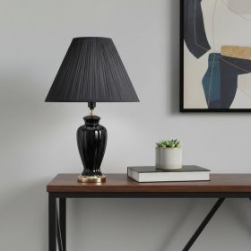 26" Gold Bedside Table Lamp With Black Empire Shade
