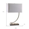 23" Silver Curved Table Lamp With White Rectangle Shade