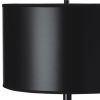 25" Black Minimalist Metal Table Lamp With Black Classic Drum Shade