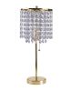 20" Gold Metal Bedside Table Lamp With Clear Drum Shade