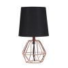 11" Copper Bedside Table Lamp With Black Empire Shade