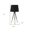 20" Gold Tripod Table Lamp With Black Empire Shade