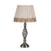 23" Antiqued Brass Metal Novelty Bedside Lamp With Brown and White Empire Shade