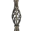 23" Antiqued Brass Metal Novelty Bedside Lamp With Brown and White Empire Shade