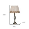 23" Antiqued Brass Metal Novelty Bedside Lamp With Brown and White Empire Shade