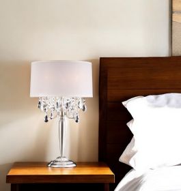 Glam Silver Scroll Chandelier Faux Crystal Table Lamp