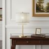 30" Gold Metal Novelty Bedside With White Drum Shade
