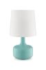 17" Blue Metal Bedside Table Lamp With White Shade