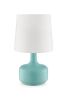 17" Blue Metal Bedside Table Lamp With White Shade