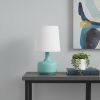 17" Blue Metal Bedside Table Lamp With White Shade