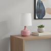 17" Pink Metal Bedside Table Lamp With White Shade
