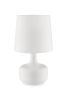 17" White Metal Bedside Table Lamp With Off-White Shade