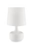 17" White Metal Bedside Table Lamp With Off-White Shade