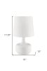 17" White Metal Bedside Table Lamp With Off-White Shade