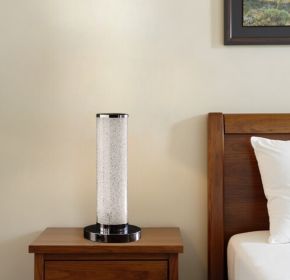 13â€ Modern White Sand Crystal And Steel Table Lamp